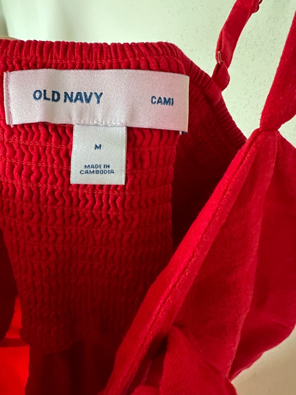 Old Navy Red Spaghetti Strap Linen Blend Mini Dress with Front Tie - Picture 4 of 5